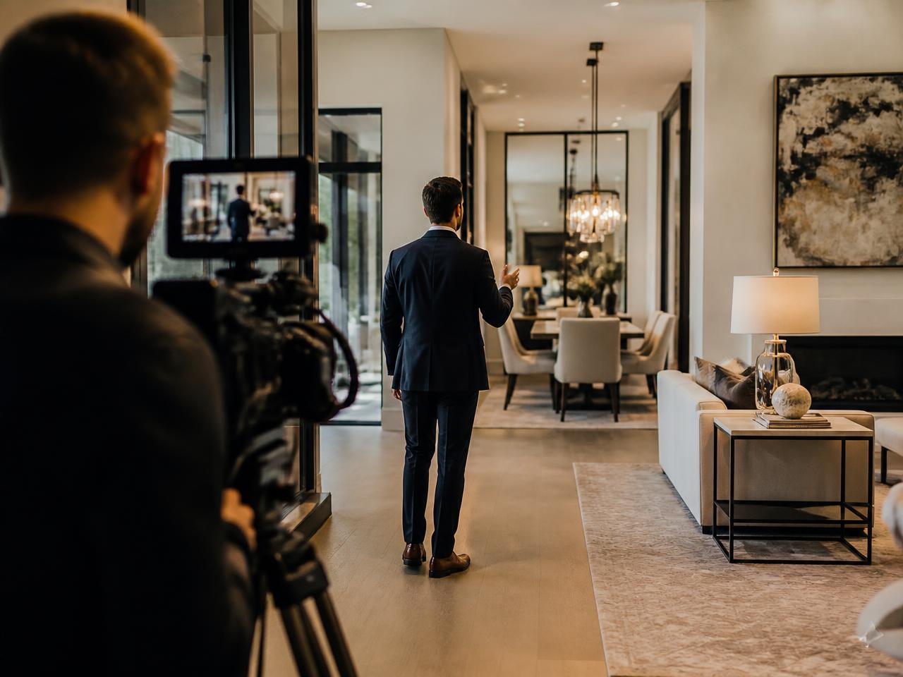 Professional filming session inside a luxury residence